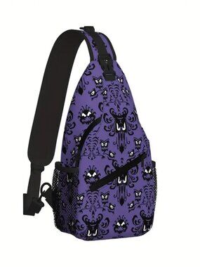 NEW! Haunted Mansion Purple Wallpaper Sling Bag Crossbody Foolish Mortal Disney